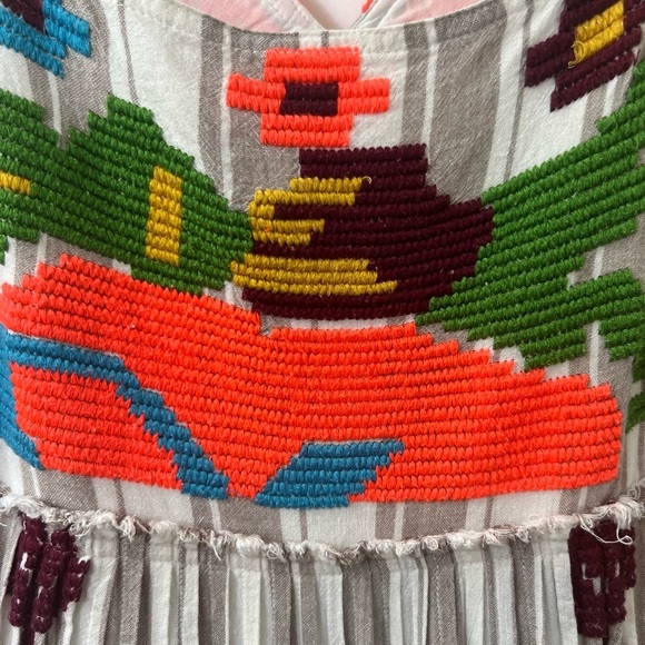 Urban Outfitters Multicolor Embroidered lined Maxi sundress size L side zip - Picture 6 of 12